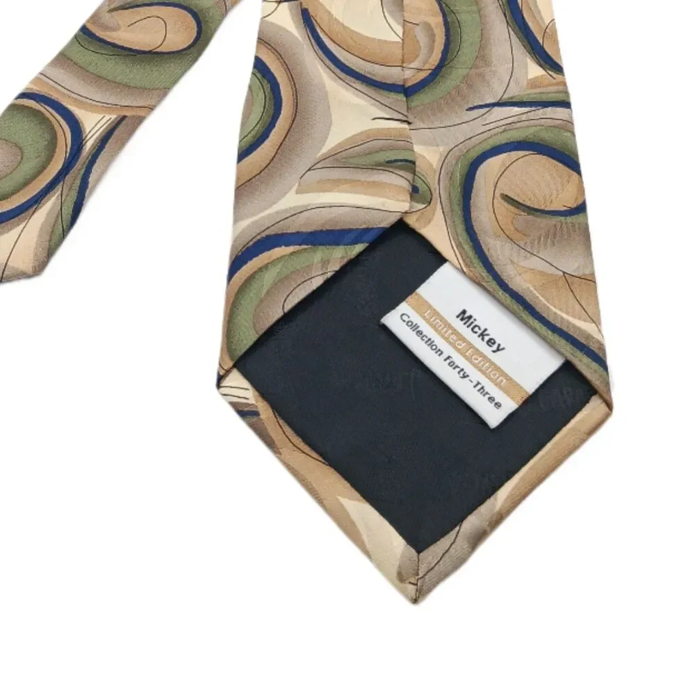 J. Garcia Silk Tie Mens 61” Gold Green Abstract #43 Mickey Designer Wide New
